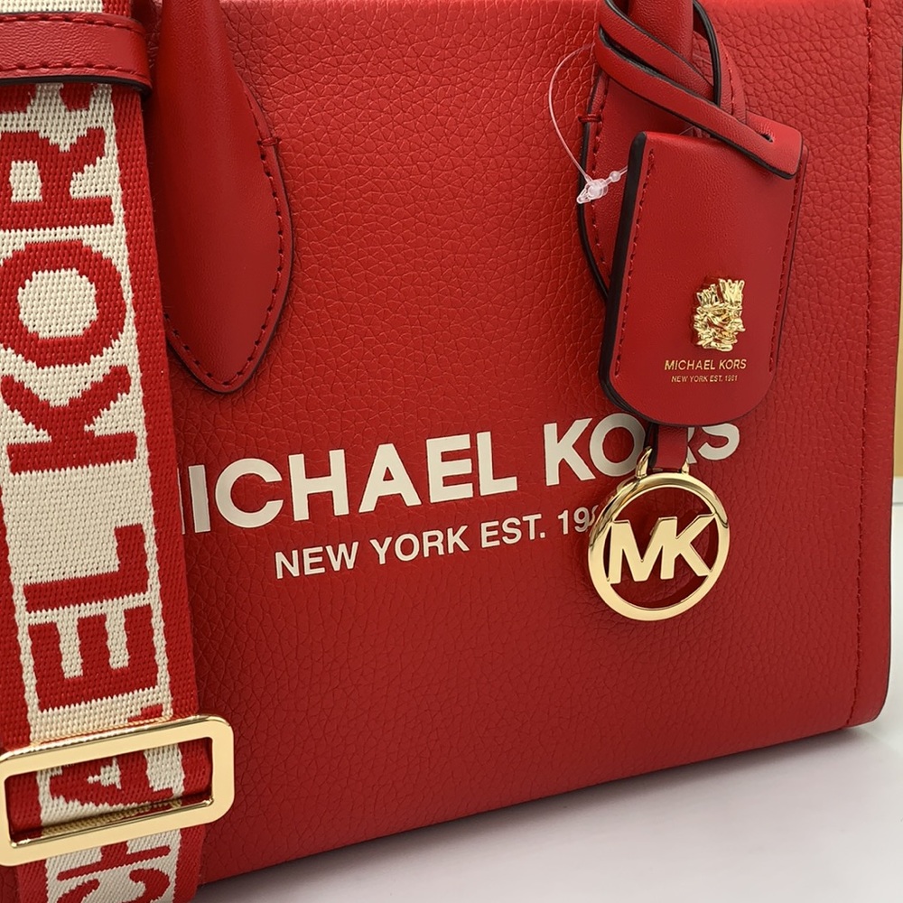 MICHAEL KORS MIRELLA SMALL SHOPPER TOP ZIP XBODY BRIGHT RED COLOR - Picture 6 of 16